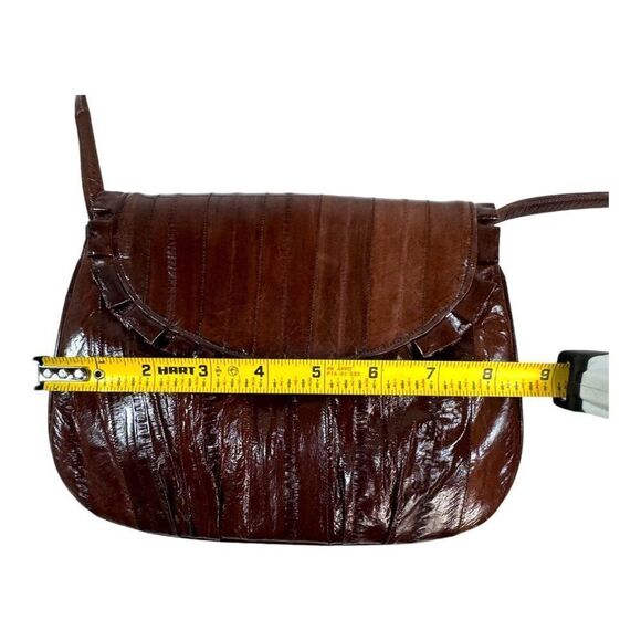 80s eel fish leather BAG brown patent hipster rare vintage retro fancy purse - Picture 5 of 8